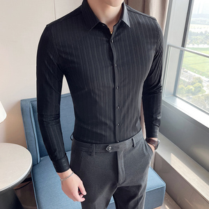 春夏男士衬衫 高级感休闲衬衣 长袖条纹衬衫男衬衣A233-M2108-P65图片