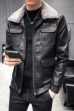 秋冬新款男士加绒PU皮衣店主风仿皮皮衣男皮外套A068-PY522，男装皮衣，星座419（原A233）