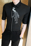 2021春夏男衬衫中袖个性衬衣青年商务衬衫潮流花衬衫时尚D819-P55，男装衬衫，星座419（原A233）