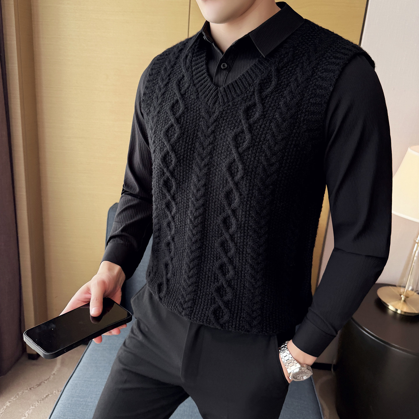 马甲/背心~秋冬男士毛衣背心马甲~针织马甲419-S8872-P39大V领,男装背心/马甲,星座419（原A233）