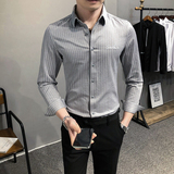 2021春装男衬衫长袖细条纹衬衣M-4XL男青年商务衬衫A068-BF84-P60，男装衬衫，星座419（原A233）