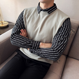 男士秋冬假两件毛衣~潮流撞色拼接衬衫袖针织衫419-S52020-P73，男装衬衫，星座419（原A233）