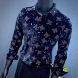 春夏新款男士长袖衬衫~金丝绒长袖衬衣~印花衬衫419-H2235-P65，男装衬衫，星座419（原A233）