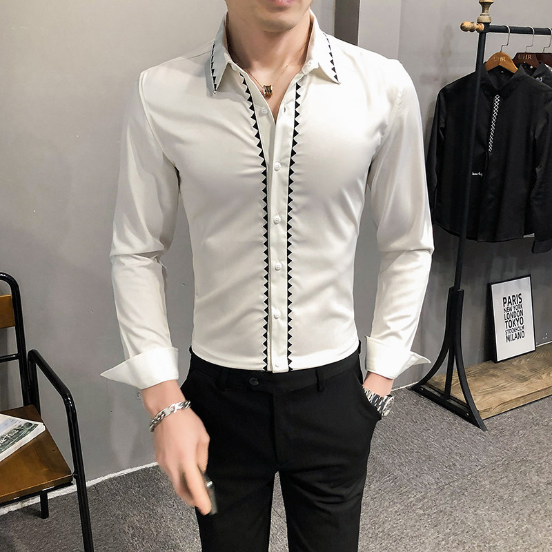 2021春装男衬衫长袖绣花衬衫男青年潮流花衬衫时尚A068-H696,男装衬衫,星座419（原A233）