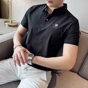 英伦风~春夏男士纯色翻领T恤夏季短袖无痕高弹休闲POLO衫Y090-P75图片