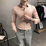2021春装男衬衫长袖细条纹衬衣M-4XL男青年商务衬衫A068-BF84-P60，男装衬衫，星座419（原A233）
