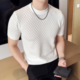 春夏男士针织衫针织短袖T恤圆领针织短袖打底衫A233-B3007-P60，男装T恤，星座419（原A233）