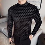 男士秋冬半高领长袖打底衫男个性款波点打底T恤419-DX002-P45，男装T恤，星座419（原A233）