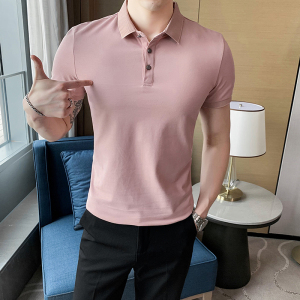 Polo衫纯棉男短袖t恤夏季纯色潮流休闲新款英伦POLO外穿PH02-P50图片