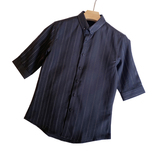 男士夏新款条纹中袖衬衫五分袖衬衣韩版修身个性衬A233-BF97-P55，男装衬衫，星座419（原A233）