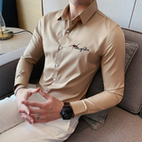 夏季新款男纯色长袖衬衫四季款衬衣韩版修身个性衬A233-BF64-P60，男装衬衫，星座419（原A233）