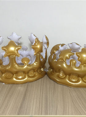 现货充气皇冠王冠帽子儿童头饰装扮玩具生日帽舞会派对装饰品道具