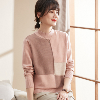 喜卉妈妈秋装洋派半高领毛衣打底衫中老年女春秋时尚气质针织上衣