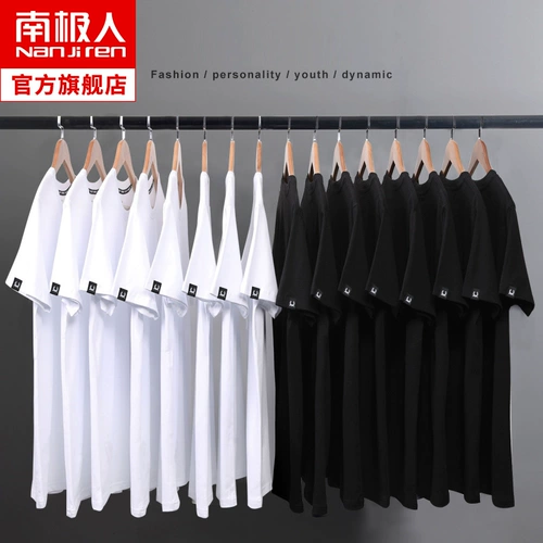 Мужская хлопковая белая однотонная футболка с коротким рукавом, круглый воротник, свободный крой, большой размер