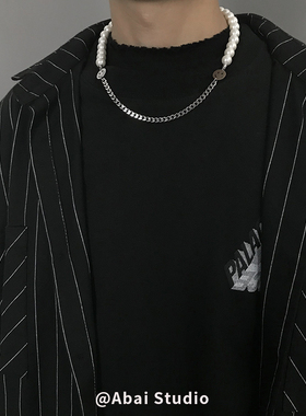 韩国小众设计网红同款珍珠笑脸表情拼接项链男女个性百搭锁骨链潮