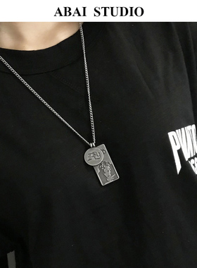 【Abai Studio】钛钢复古hiphop嘻哈街头封帆同款项链男女吊坠潮
