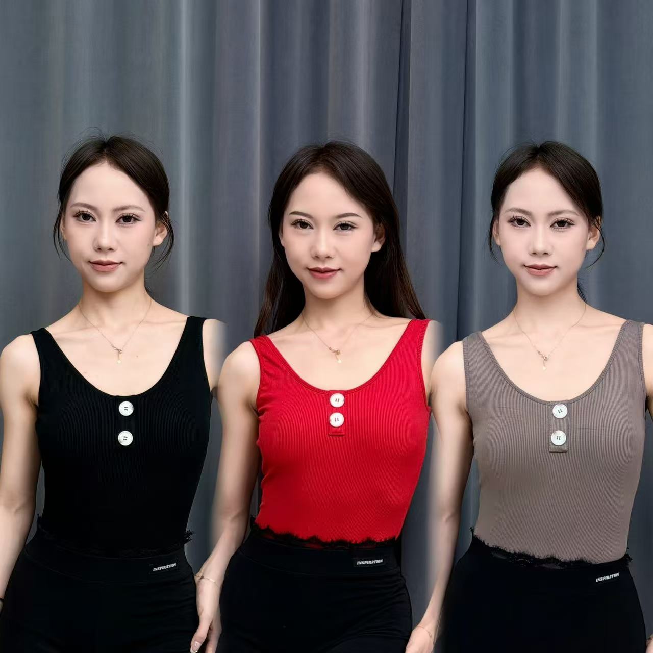 春夏拉丁舞针织露背吊带背心新款