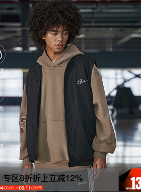 ZONEID 运动马甲男梭织双面穿拉链篮球跑步训练简约宽松背心外套