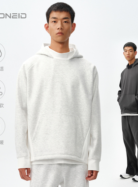 ZONEiD 针织运动连帽卫衣男24秋冬新款高弹暖绒立领防风保暖上衣