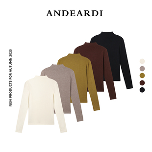 ANDEARDI半高领知性纯色羊毛打底上衣弹力修身基础款长袖针织内搭
