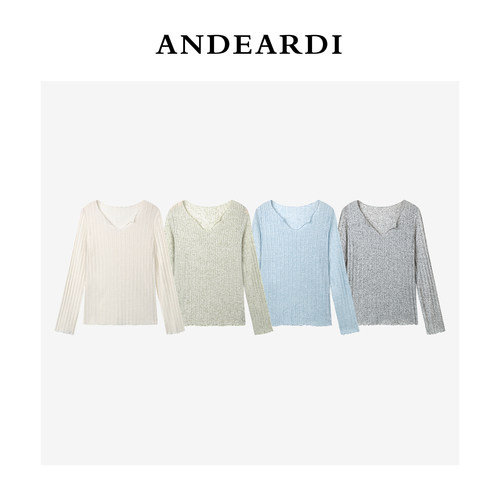 【欢欢专享】ANDEARDI薄款微透防晒长袖T恤女宽松上衣夏