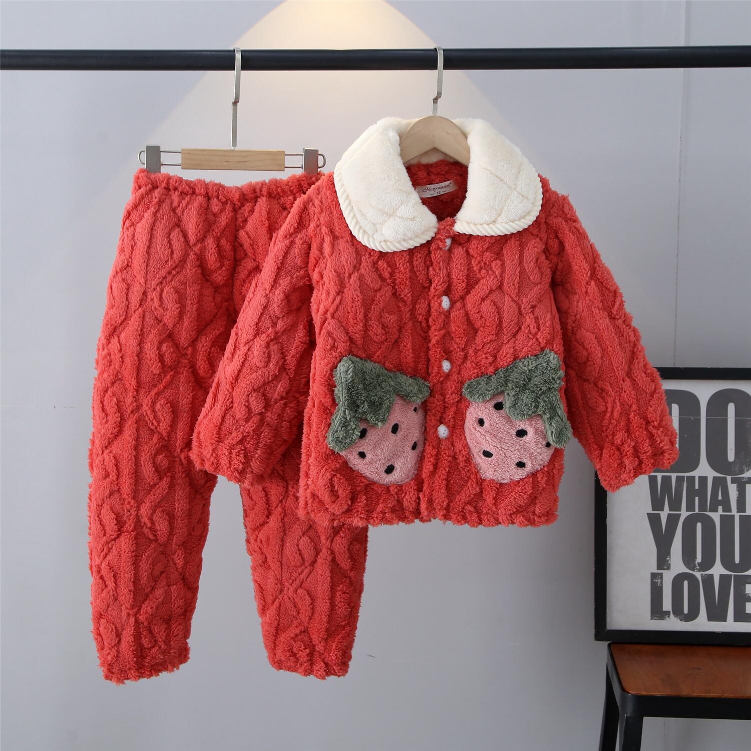 秋冬季男女儿童法兰绒保暖睡衣