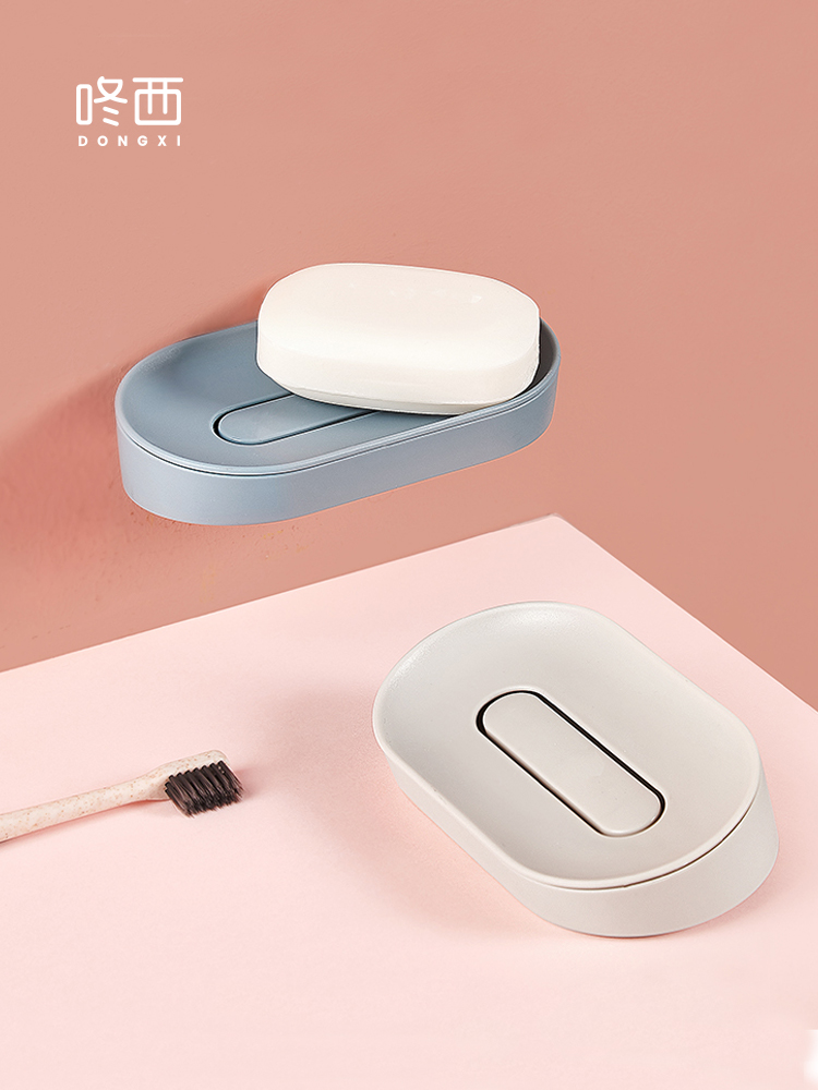 Double-layer fat box Free hole drain creative suction cup Wall-mounted powder room bathroom incense box rack Laundry box rack