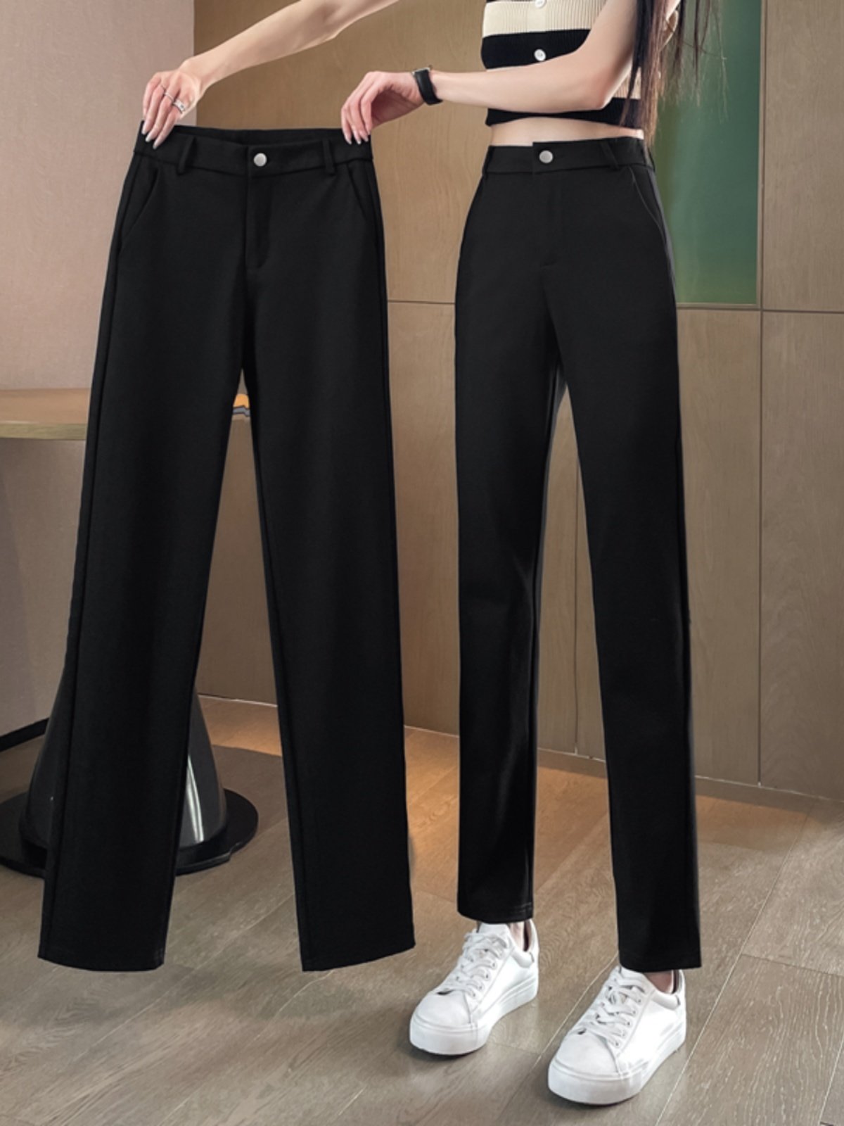 直筒裤女夏季薄款女士显瘦2025新款春秋爆款高腰女裤休闲西装裤子