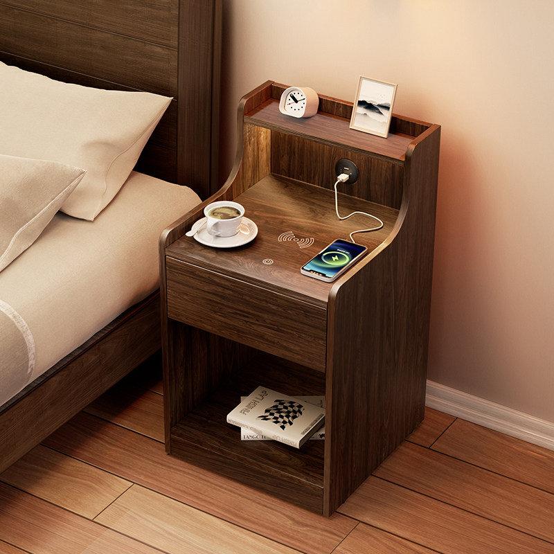 智能床头柜可充电多功能带灯家用卧室收纳柜儿童床边置物柜储物柜