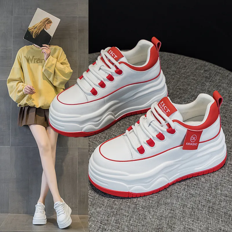 厚底小白鞋女2025春秋新款真皮网红爆款松糕小个子运动休闲鞋