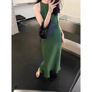 法式 新款 绿色无袖 薄款 设计感小众气质高级 连衣裙女夏季 2026新款