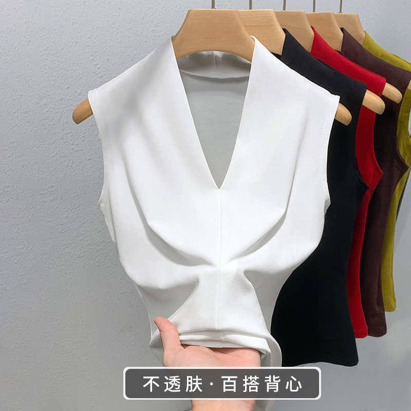 白色背心内搭女士2026新款春夏季坎肩修身显瘦无袖V领高级感上衣