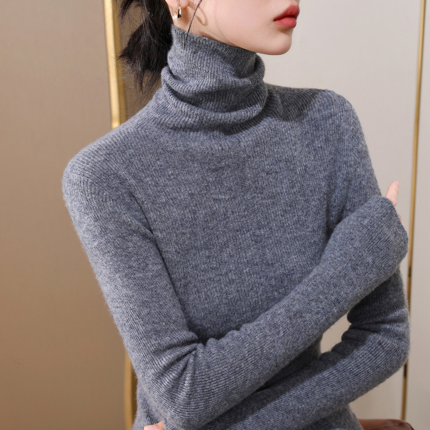 高领打底女针织羊毛衫高级感上衣