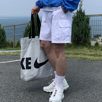 LOOKNFIT夏季薄款大口袋简约款百搭五分裤白色休闲工装运动短裤男