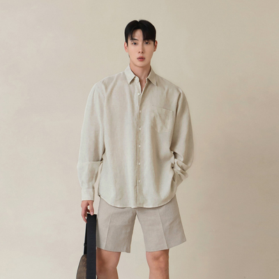 韩版新款长袖衬衫男百搭休闲