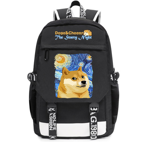 梵高星空Doge柴犬双肩背包