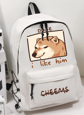 CHEEMS丧系秋田柴犬恶搞表情包废柴傻狗日系男女学生书包双肩背包