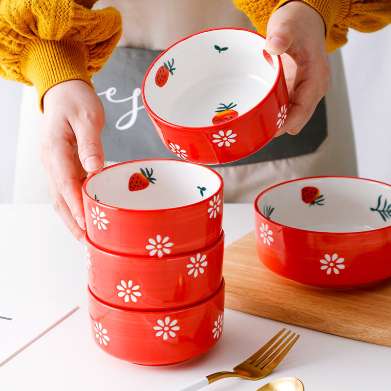 Creative ceramic tableware cute spoon single household salad bowl