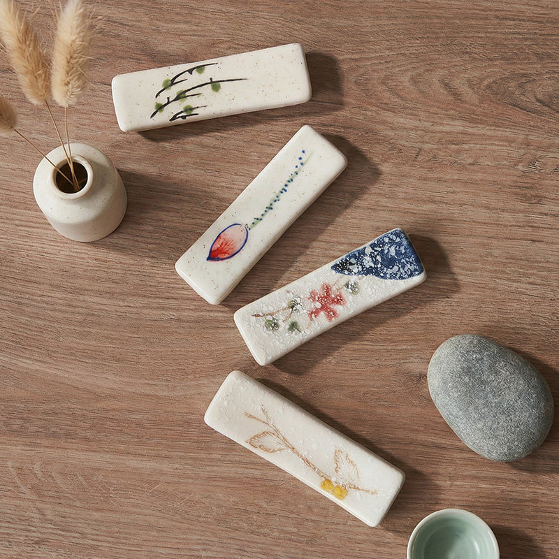 陶瓷筷子架酒店餐厅筷枕创意日式复古家用勺托筷架桌面摆台筷托