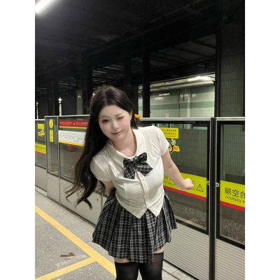 醉月衫修身韩版单排扣短袖