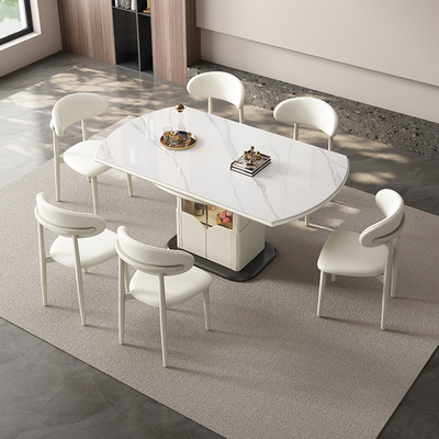 2025新款可变圆桌轻奢岩板餐桌