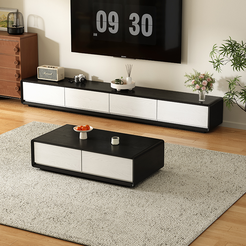 意式极简茶几电视柜客厅家用