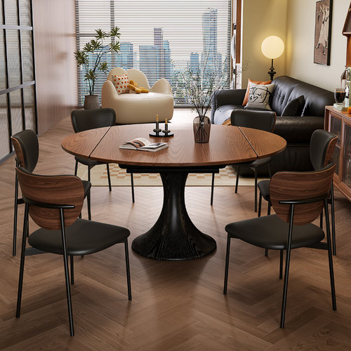 法式中古风可伸缩折叠实木餐桌