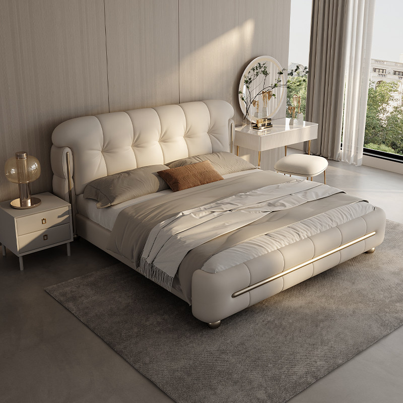 蓝色理想2025新款轻奢真皮主卧床