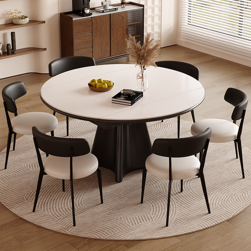 蓝色理想现代简约岩板餐桌椅家用小户型可伸缩方圆两用轻奢饭桌,住宅家具,岩板餐桌,淘宝优惠券,粉丝福利购,淘宝优惠卷