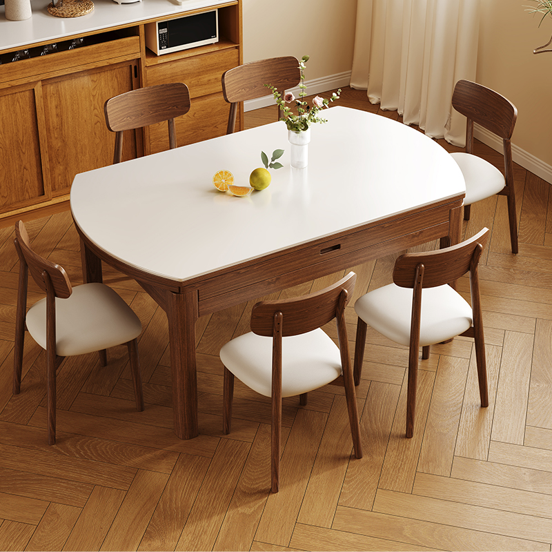 岩板餐桌椅组合小户型家用圆形