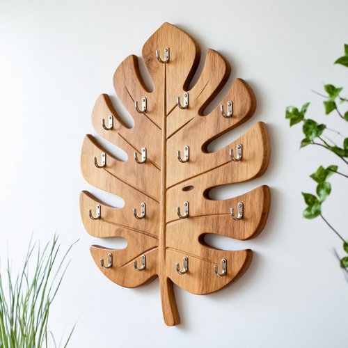 龟背叶全实木挂衣架免打孔