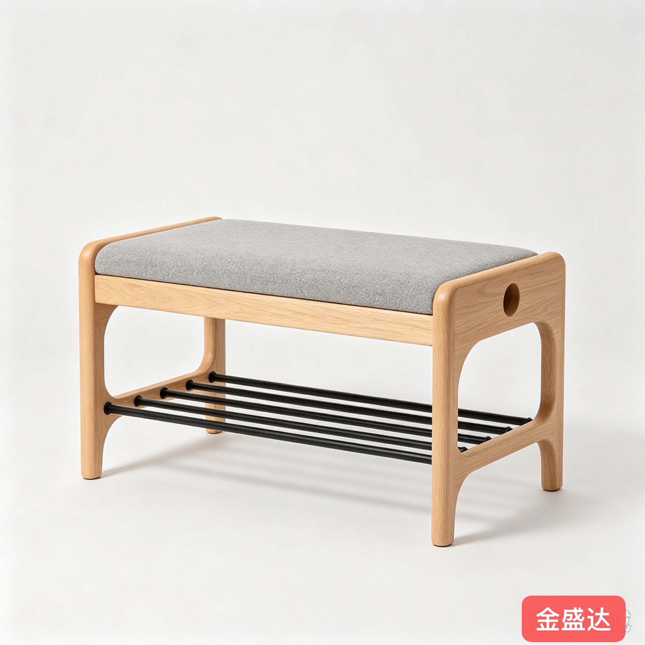 实木换鞋凳玄关储物凳简约现代布艺坐垫通用原木色长凳