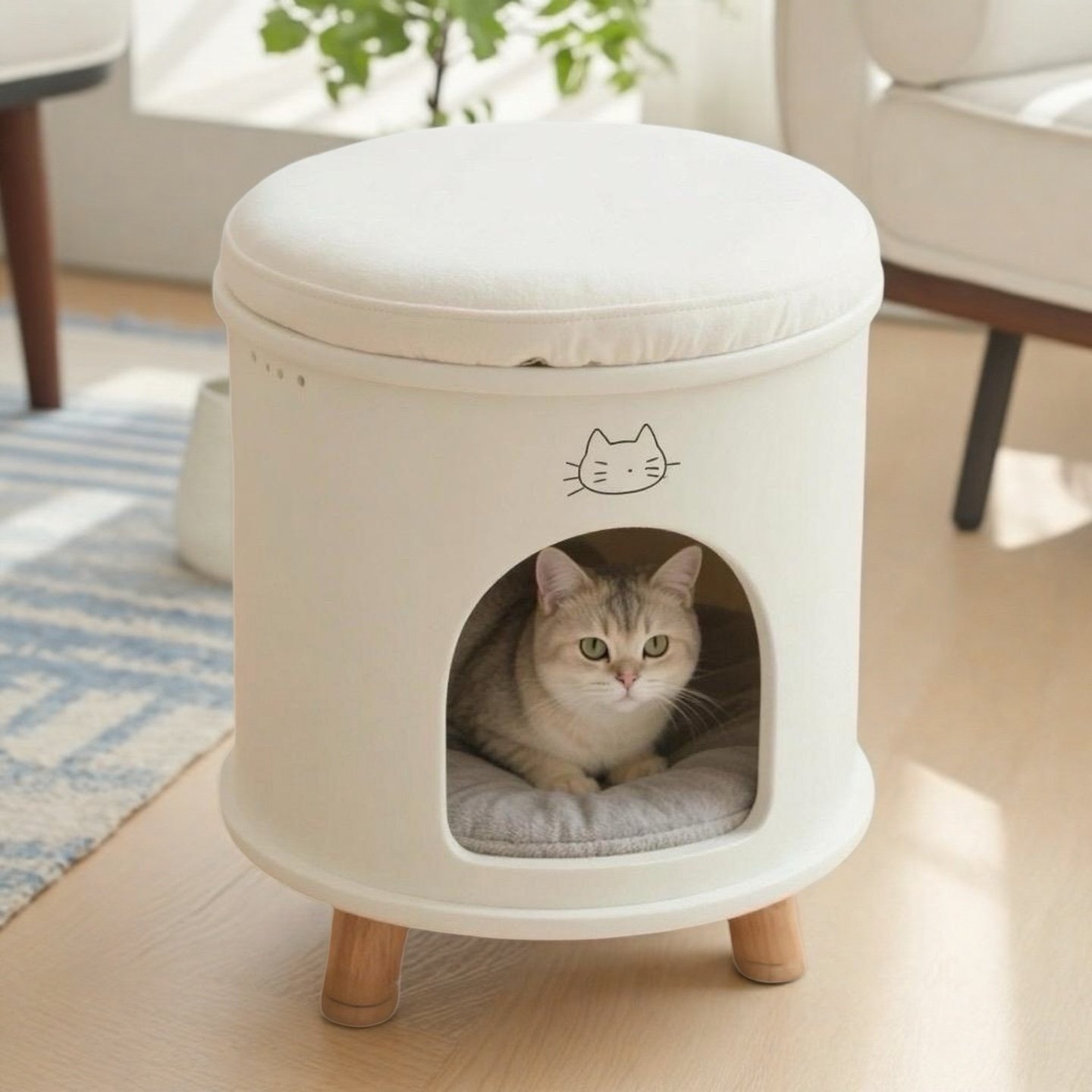 丹妮宠物凳创意猫窝凳四季通用人宠共用家具狗猫屋舍猫咪坐凳用品