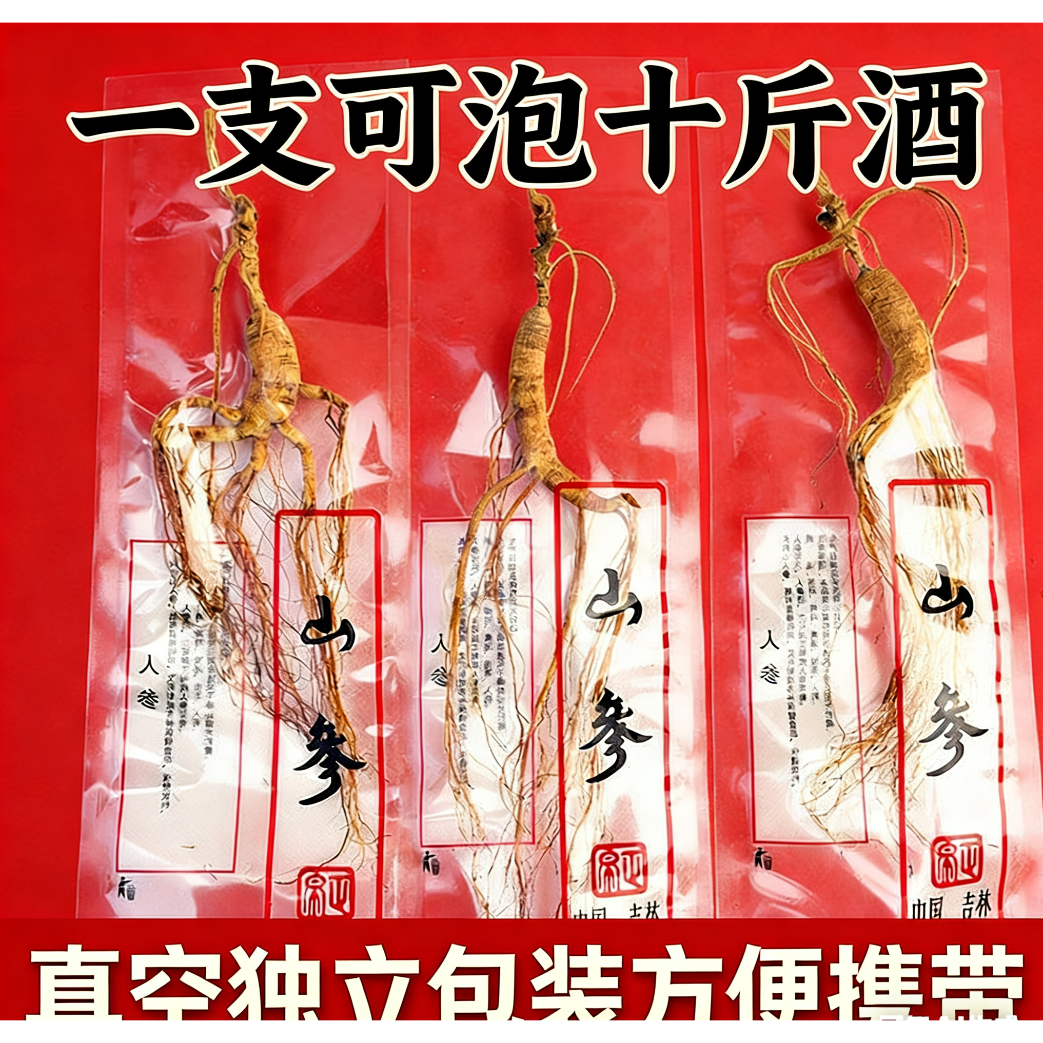林下参礼盒送长辈高端滋补长白山高年份人参泡酒专用散装精品人参